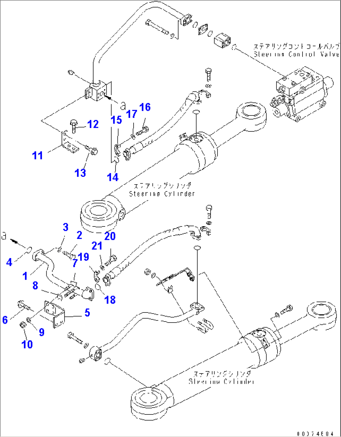 STEERING HYDRAULIC LINE (STEERING CYLINDER PIPING¤ 2/2)(#51075-)