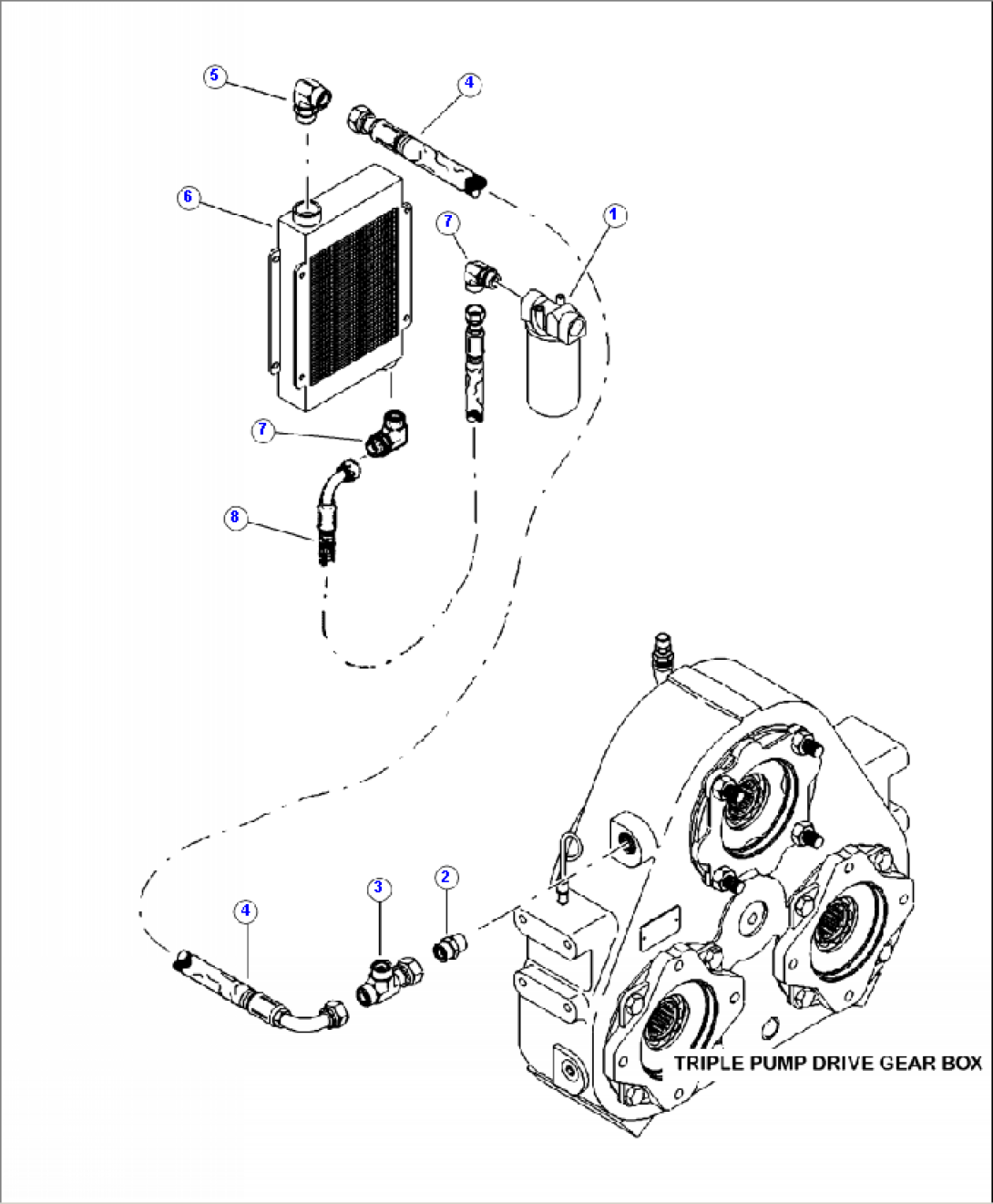 H0250-01A0 TRIPLE PUMP DRIVE GEAR BOX HYDRAULIC COOLER