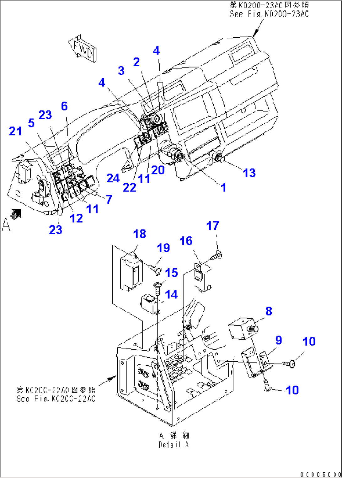 FLOOR (INSTRUMENT PANEL) (WITH SIDE LAMP AND ASR SWITCH)(#11001-)