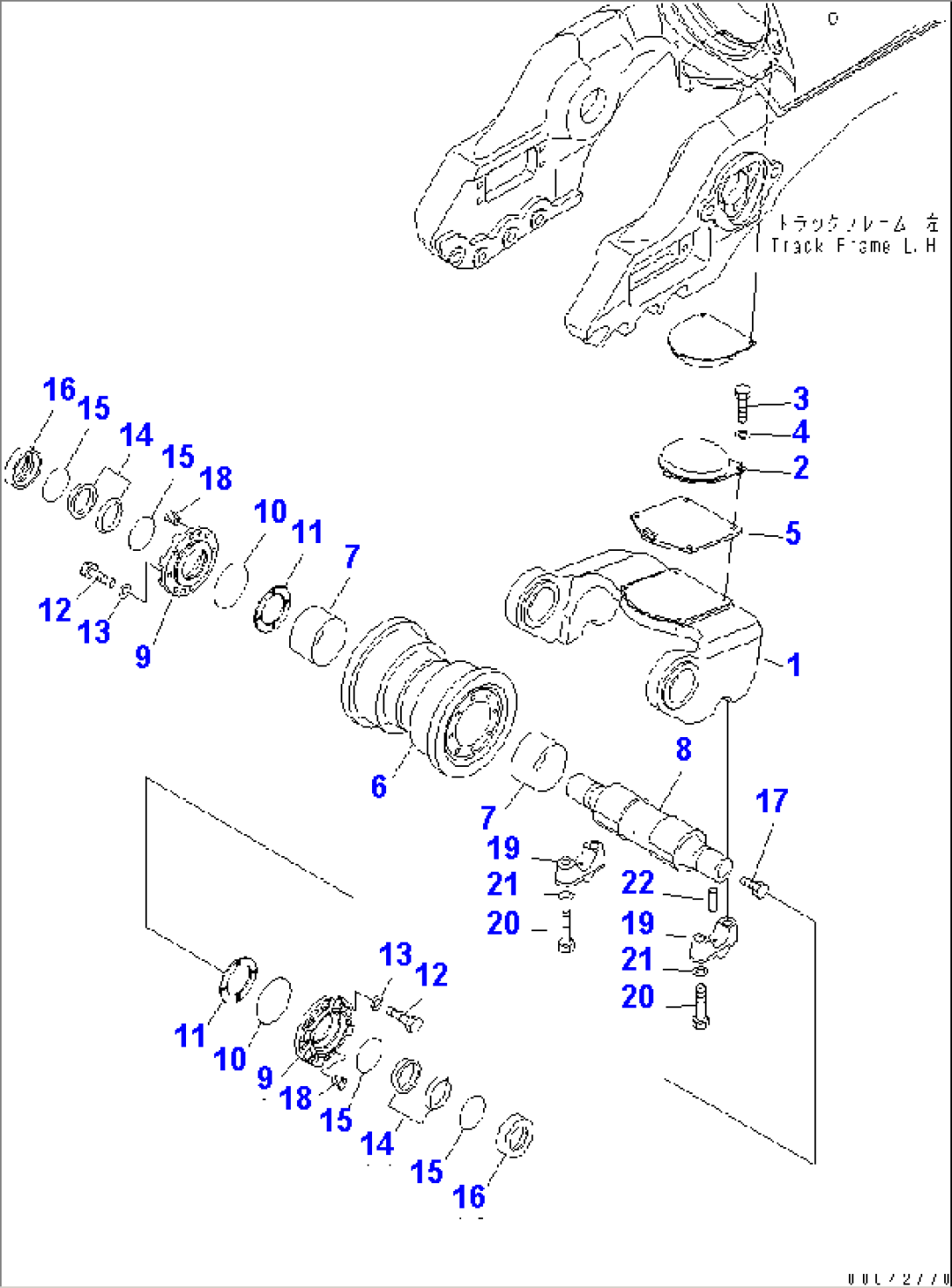 TRACK FRAME (BOGIE AND SINGLE TRACK ROLLER¤ 1ST) (L.H.) (COLD WEAER (B) SPEC.)(#30001-)