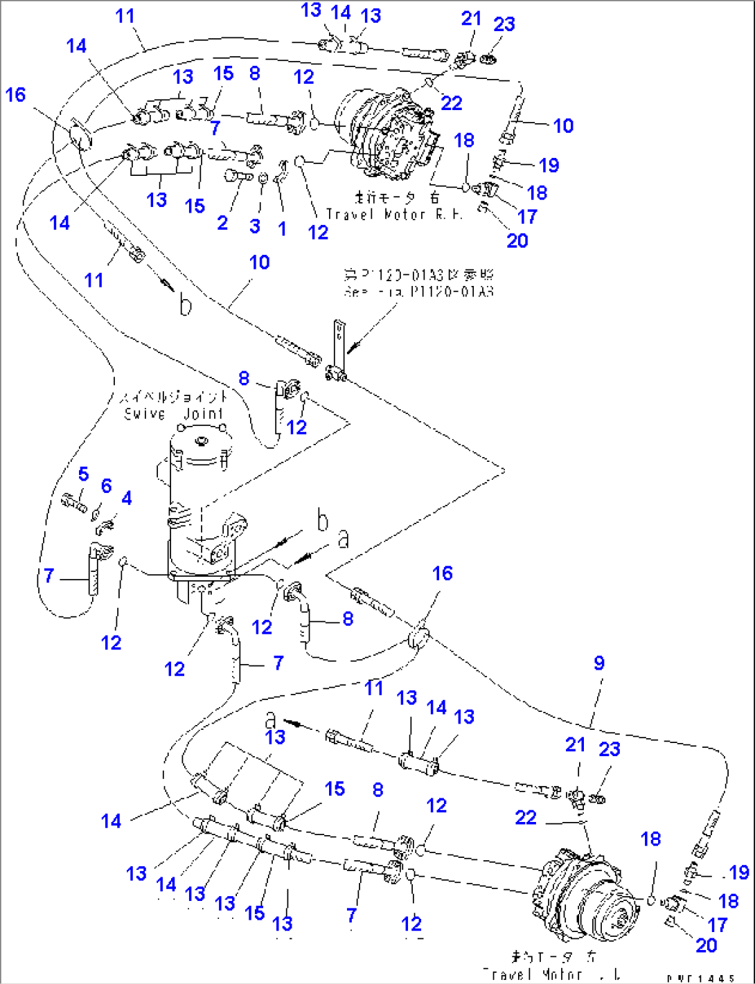 TRAVEL PIPING (MOTOR SIDE)(#K32001-)