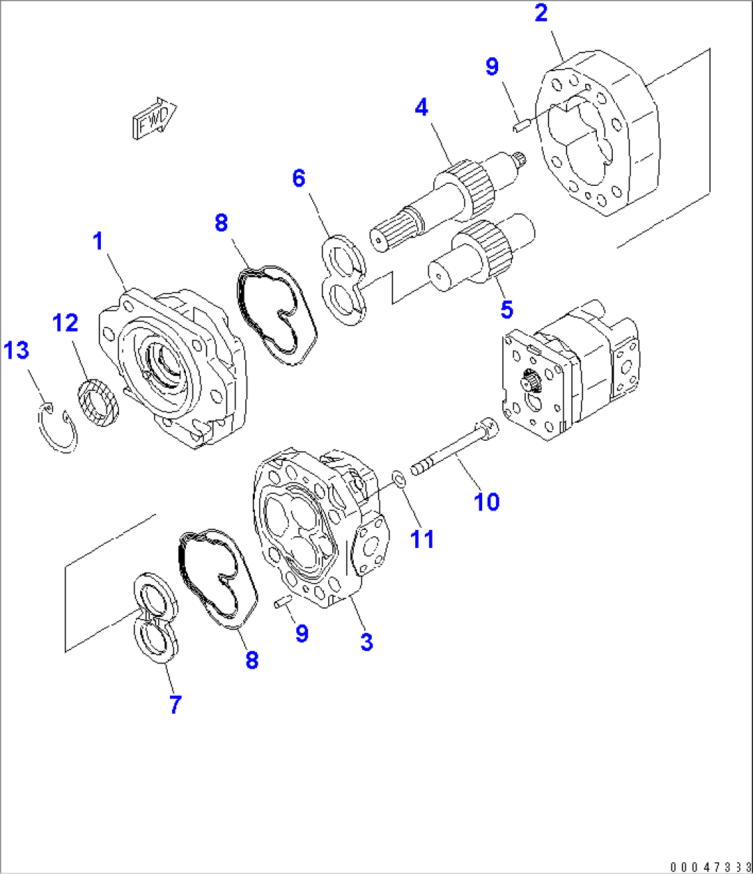 HYDRAULIC GEAR PUMP (SDR90+SA18) (1/2)(#7001-)