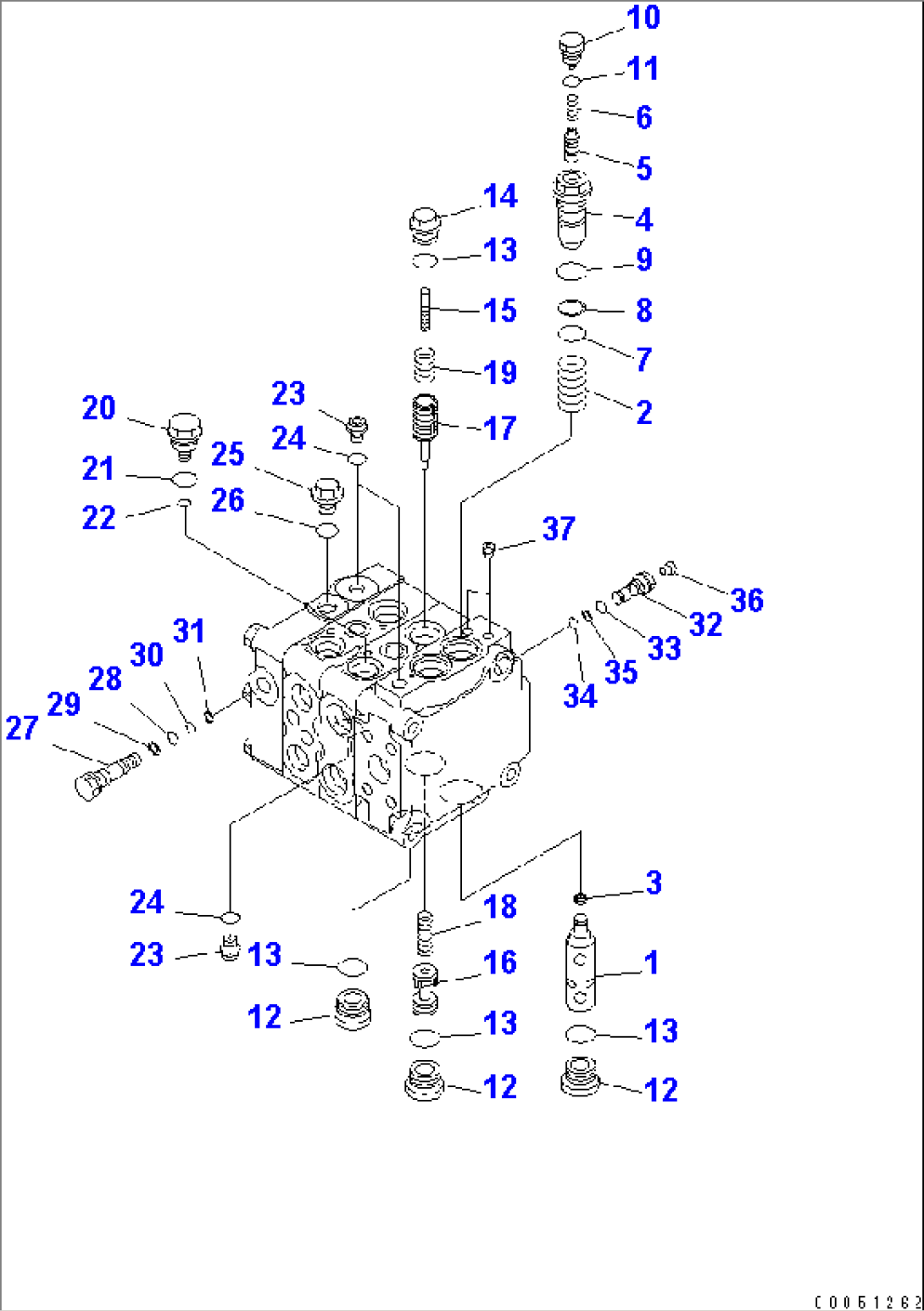 MAIN VALVE (2-VALVE) (3/7) (FOR TRIMMING DOZER)