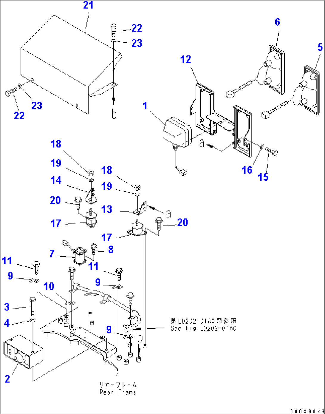 REAR LAMP¤ BACK-UP ALARM AND INCLINATION SENSOR (REAR MONITOR)(#1434-)