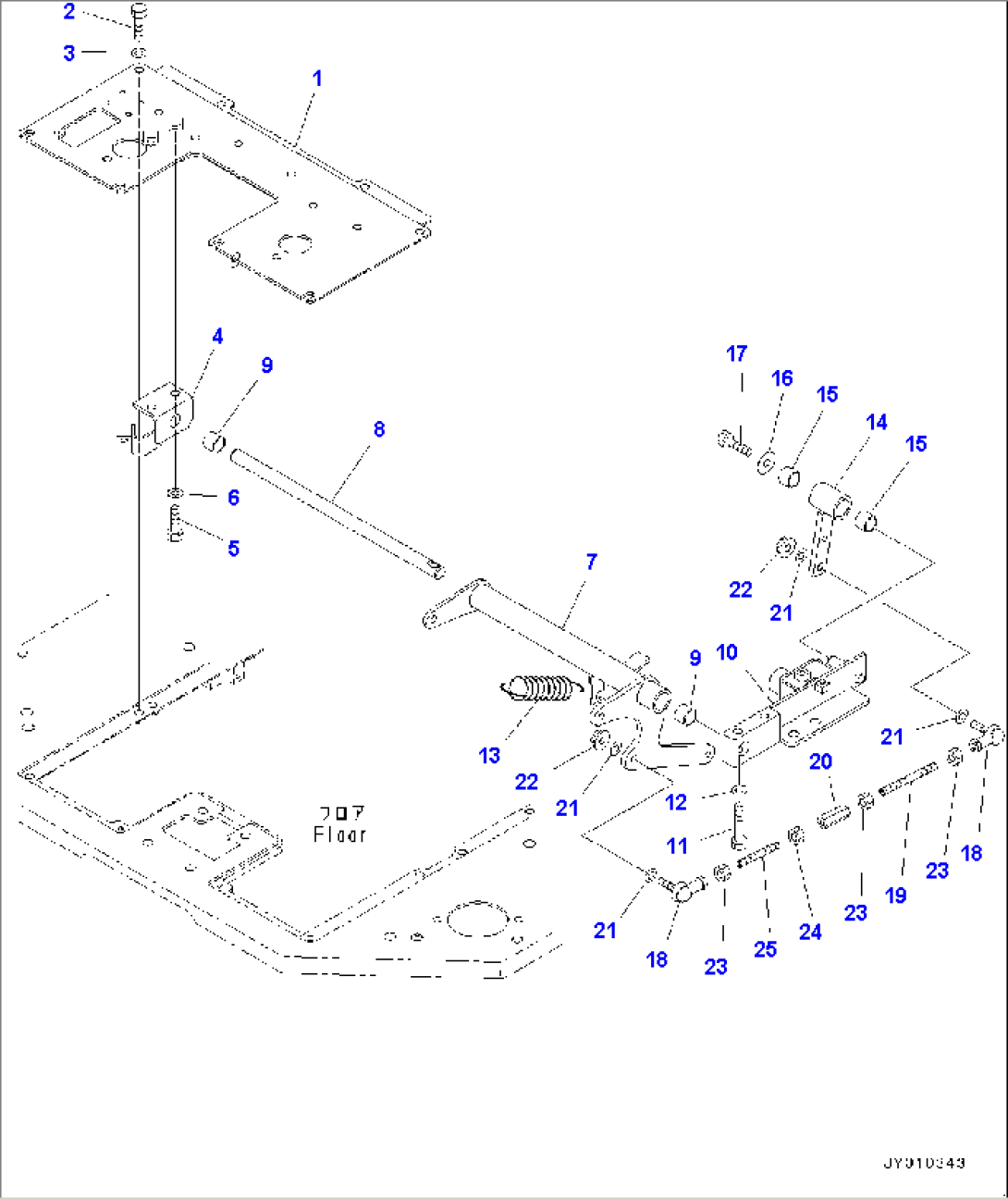 Floor Frame, Brake Pedal and Linkage (1/2) (#60001-60607)