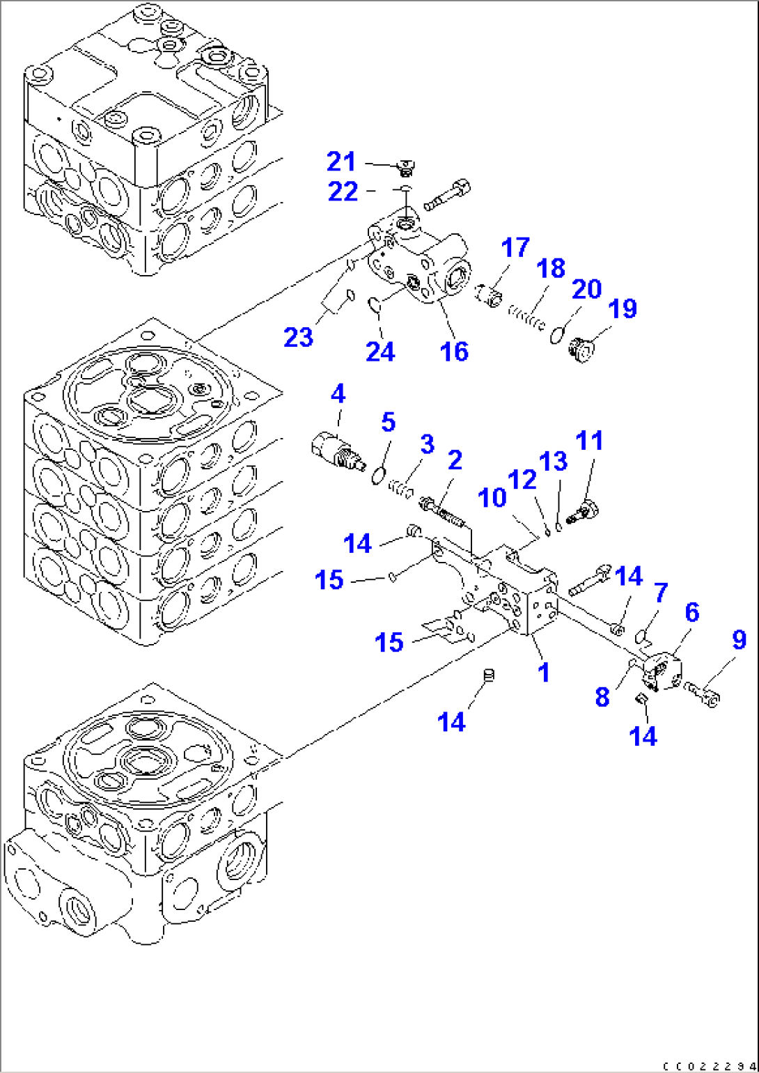 MAIN VALVE (7-SPOOL) (7/9) (FOR 1-PIECE BOOM)