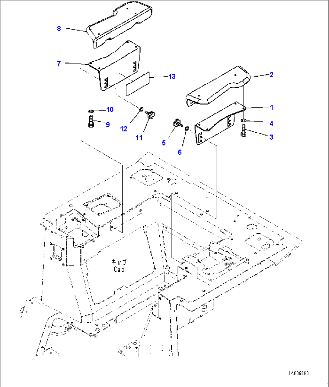 Cab, KOMTRAX Controller and Antenna