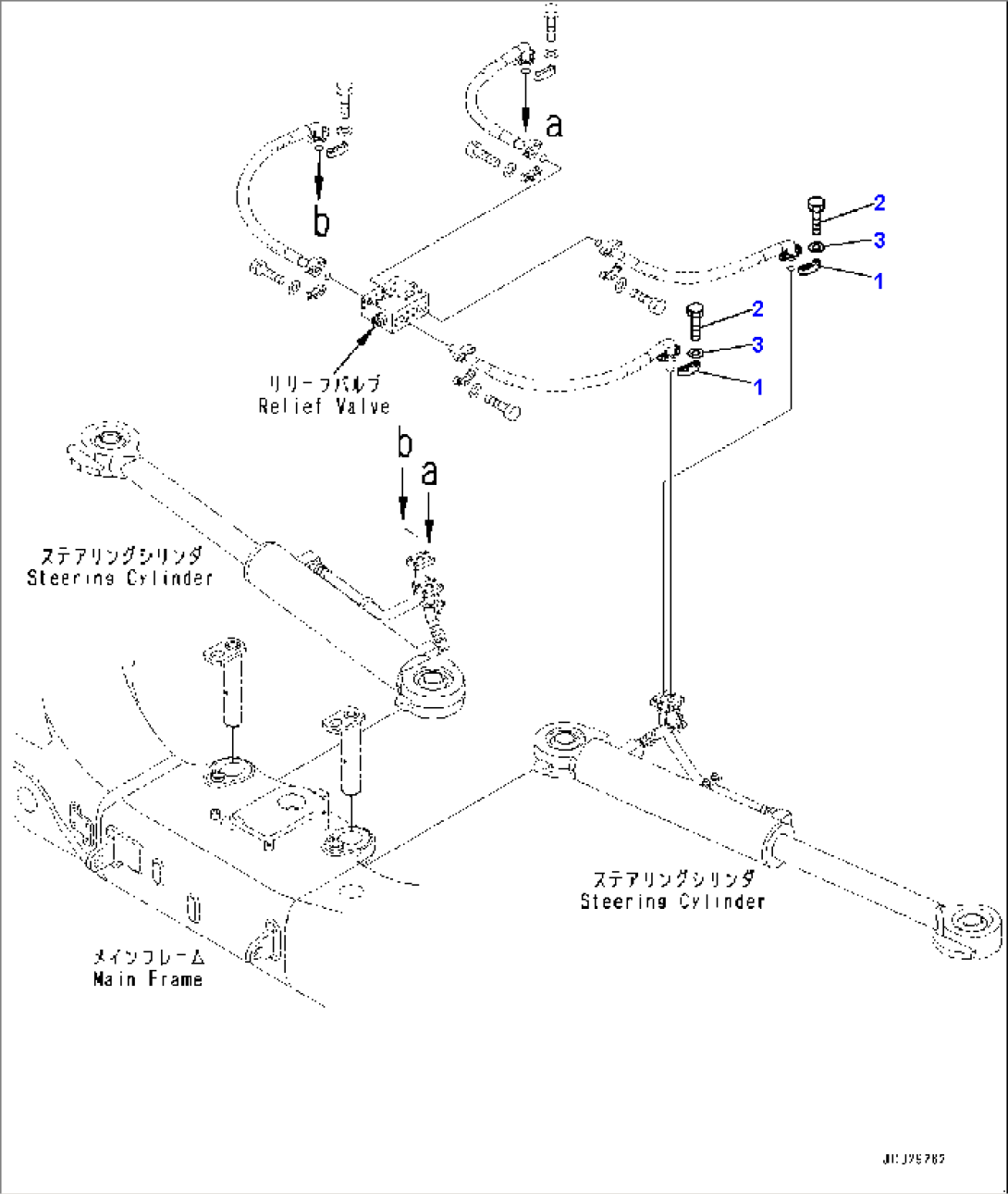 Steering and Hoist Hydraulic Piping, Cylinder L.H. (#8250-)