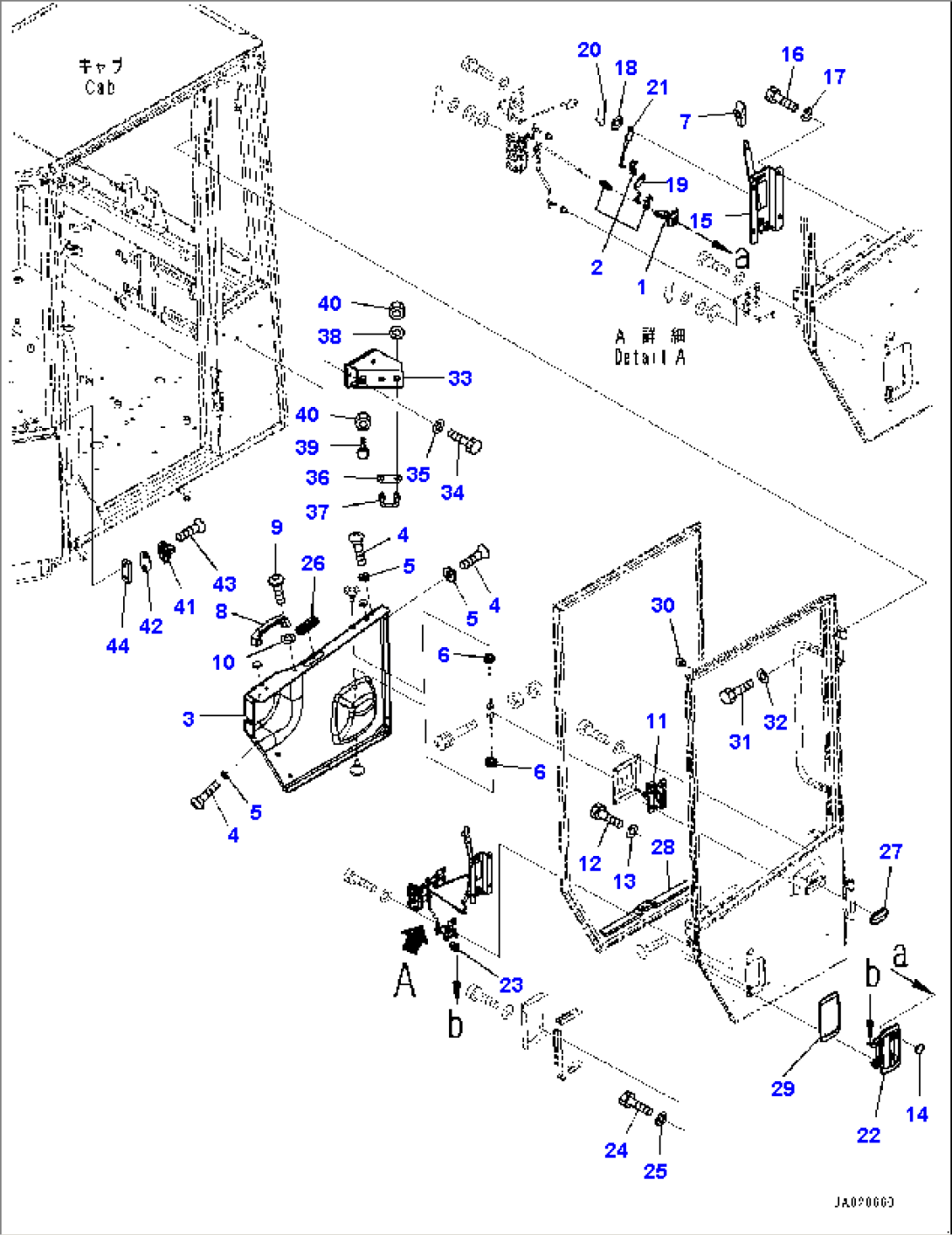 ROPS Cab and Floor Frame Group, Door Open Lock, L.H. (#72281-)