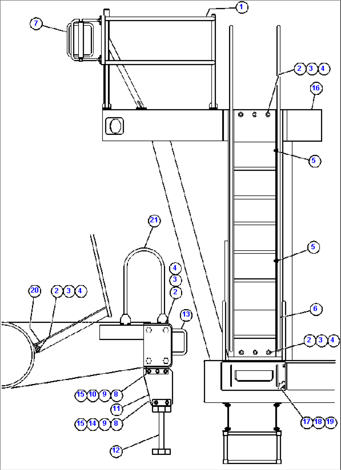 RIGHT DECK, HANDRAIL & LADDER