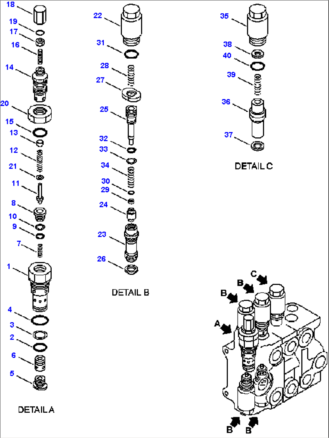 FIG. H4200-01A6 THREE-SPOOL CONTROL VALVE - RELIEF, SUCTION AND SAFETY, AND SUCTION VALVE ASSEMBLY