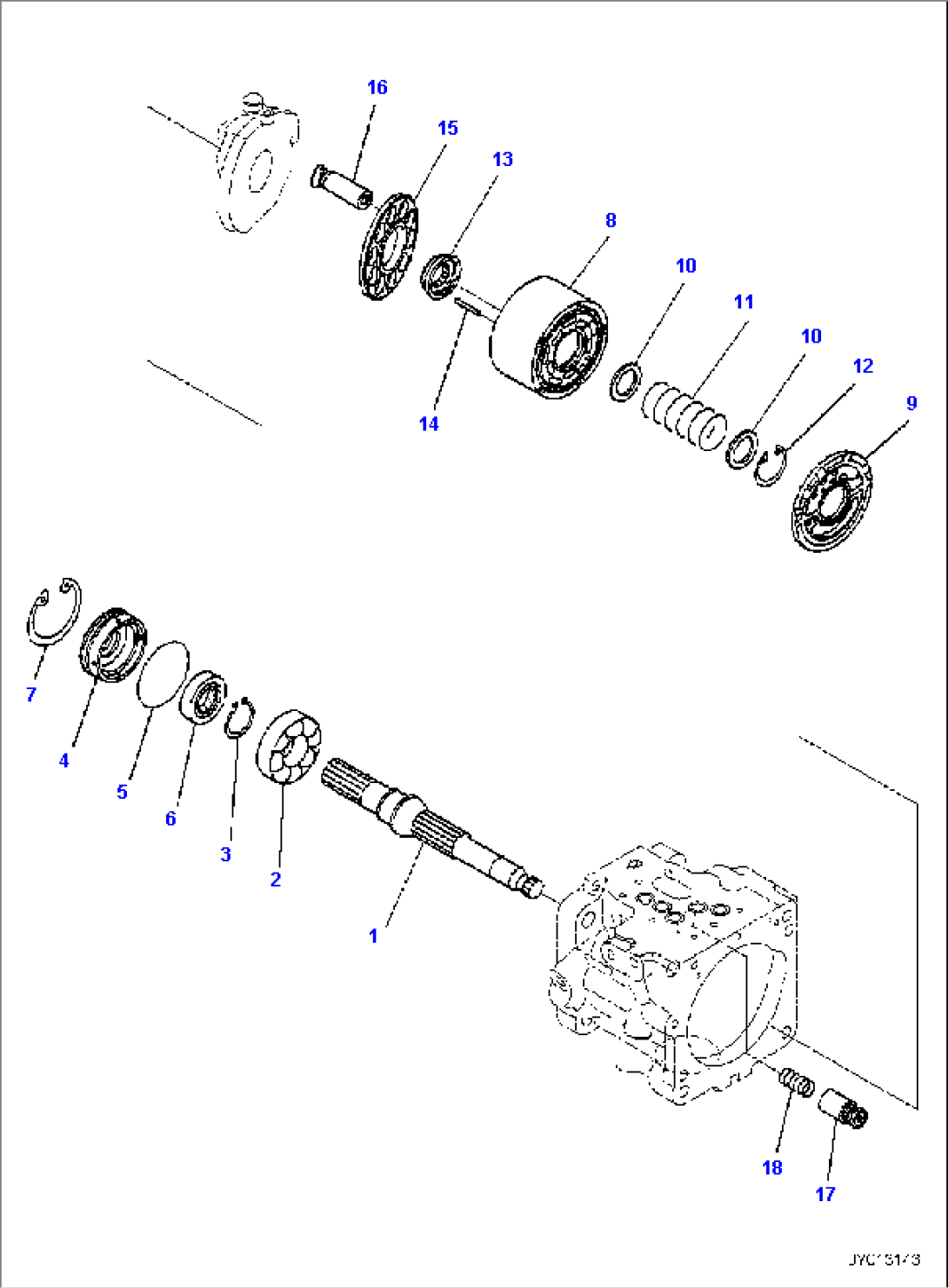 ENGINE UNIT, WITH CANOPY, PISTON PUMP, INNER PARTS (2/5)