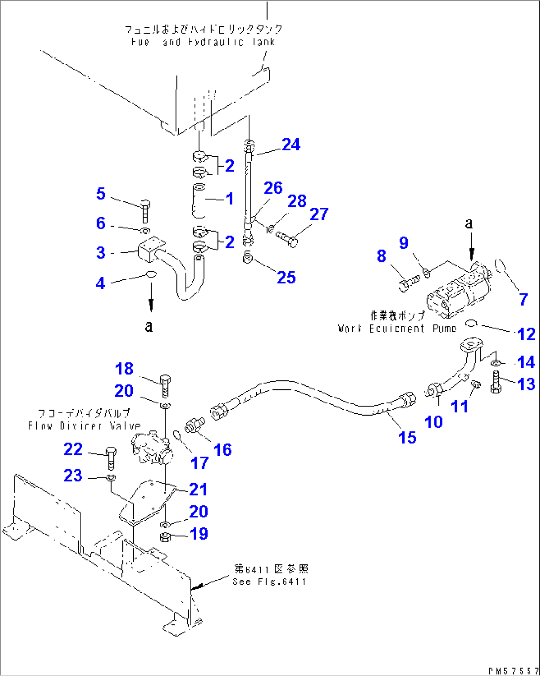 HYDRAULIC PIPING (TANK TO PUMP TO FLOW DIVIDER VALVE)