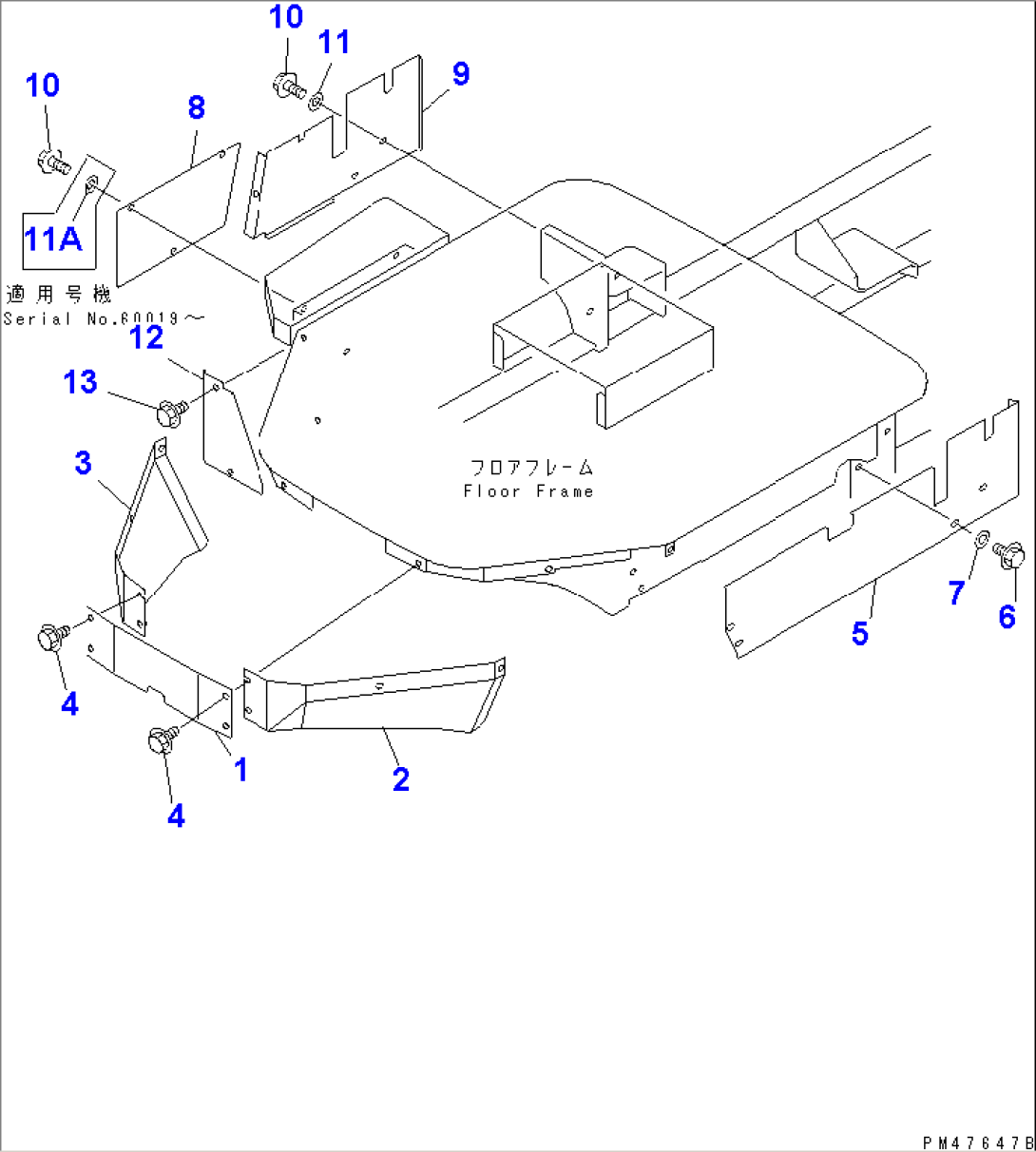 FLOOR COVER (WITH CAB)(#60001-)