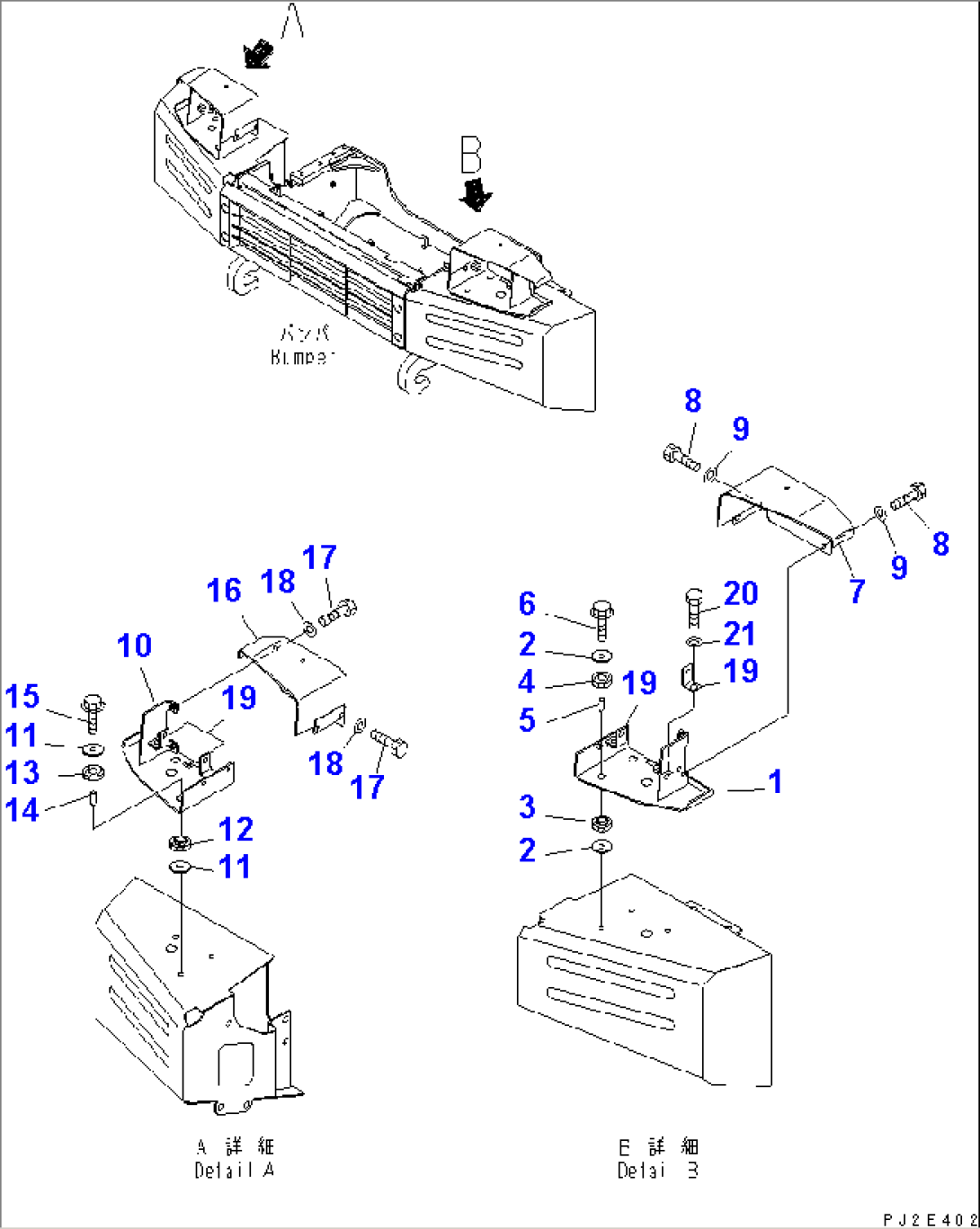 HEAD LAMP BRACKET AND MOUNTING PARTS (WITH FOG LAMP)