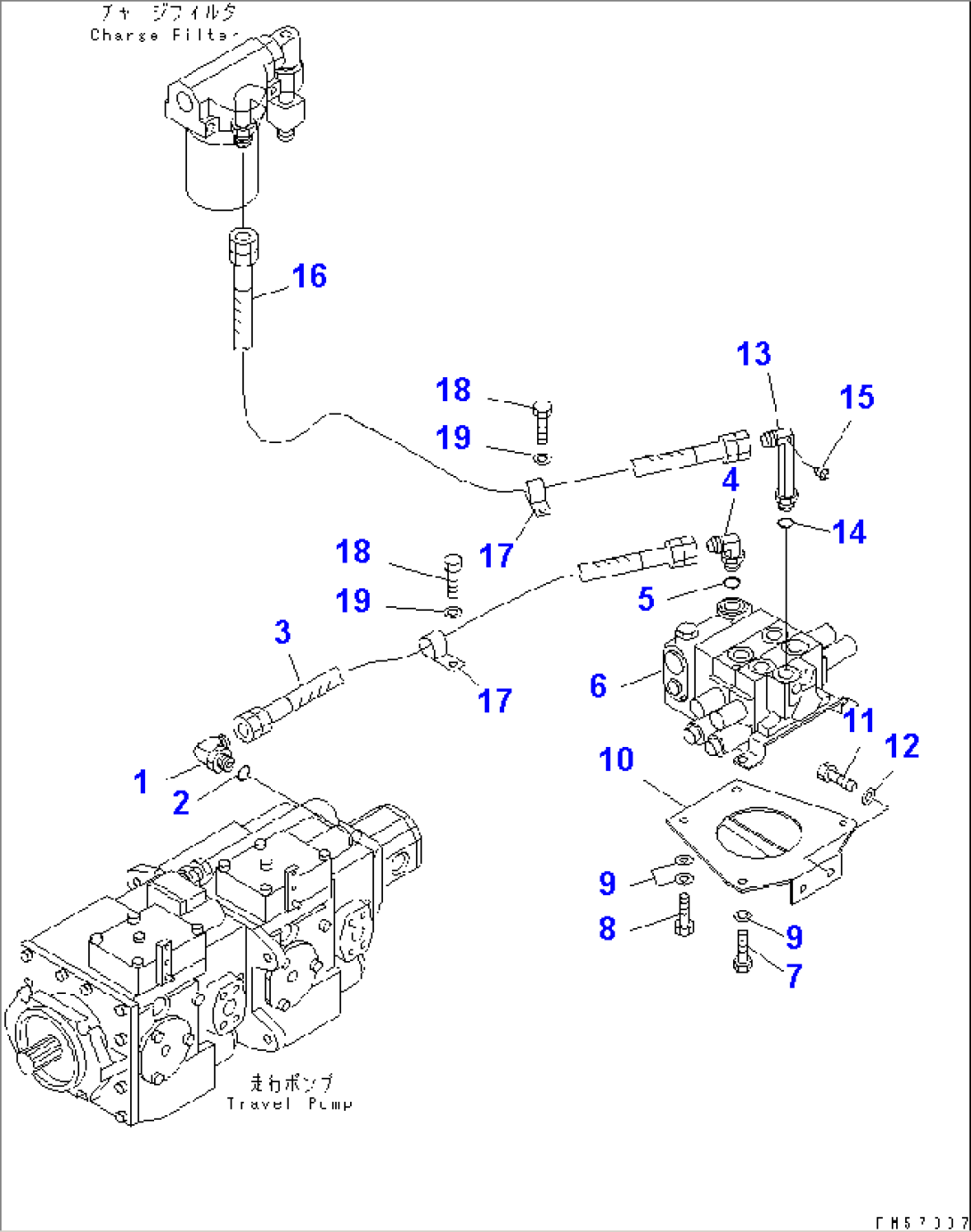 HYDRAULIC PIPING (REAR CONTROL VALVE LINE) (1/3) (PUMP TO CONTROL VALVE)