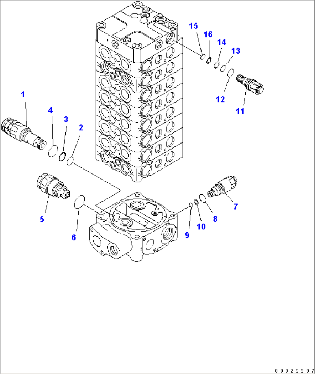 MAIN VALVE (8-SPOOL) (6/9) (FOR TWO-PIECE BOOM)