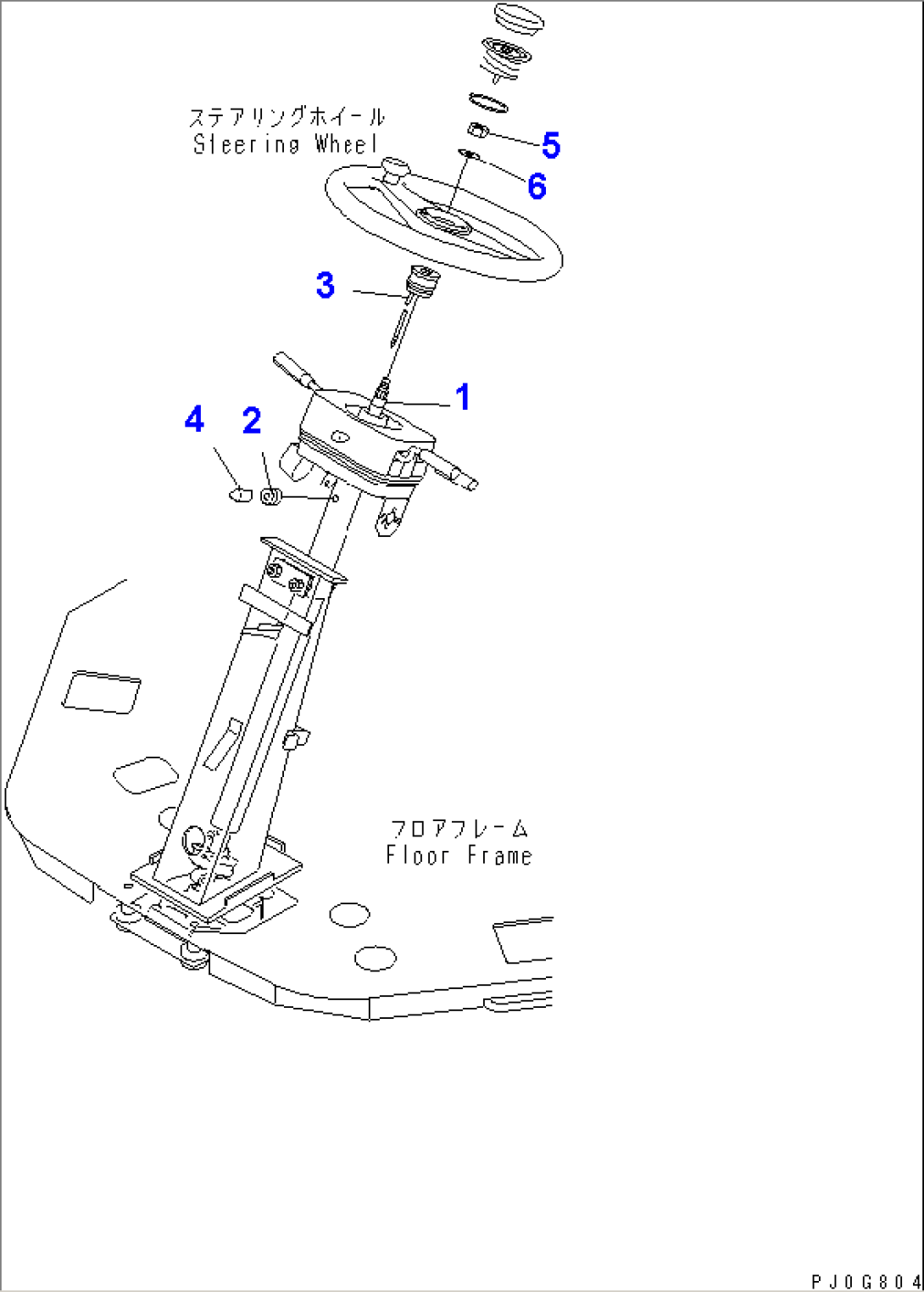 STEERING WHEEL AND COLUMN (HEATER) (WITH 2-PERSONS CAB AND TACHOGRAPH)(#64465-)