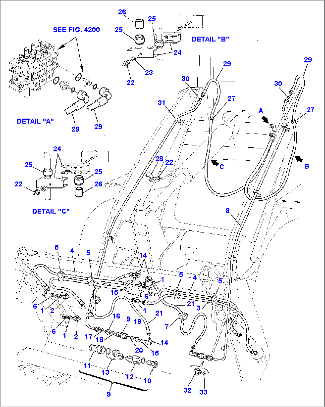 HYDRAULIC PIPING (BUCKET - 4 IN 1 CYLINDER LINE)