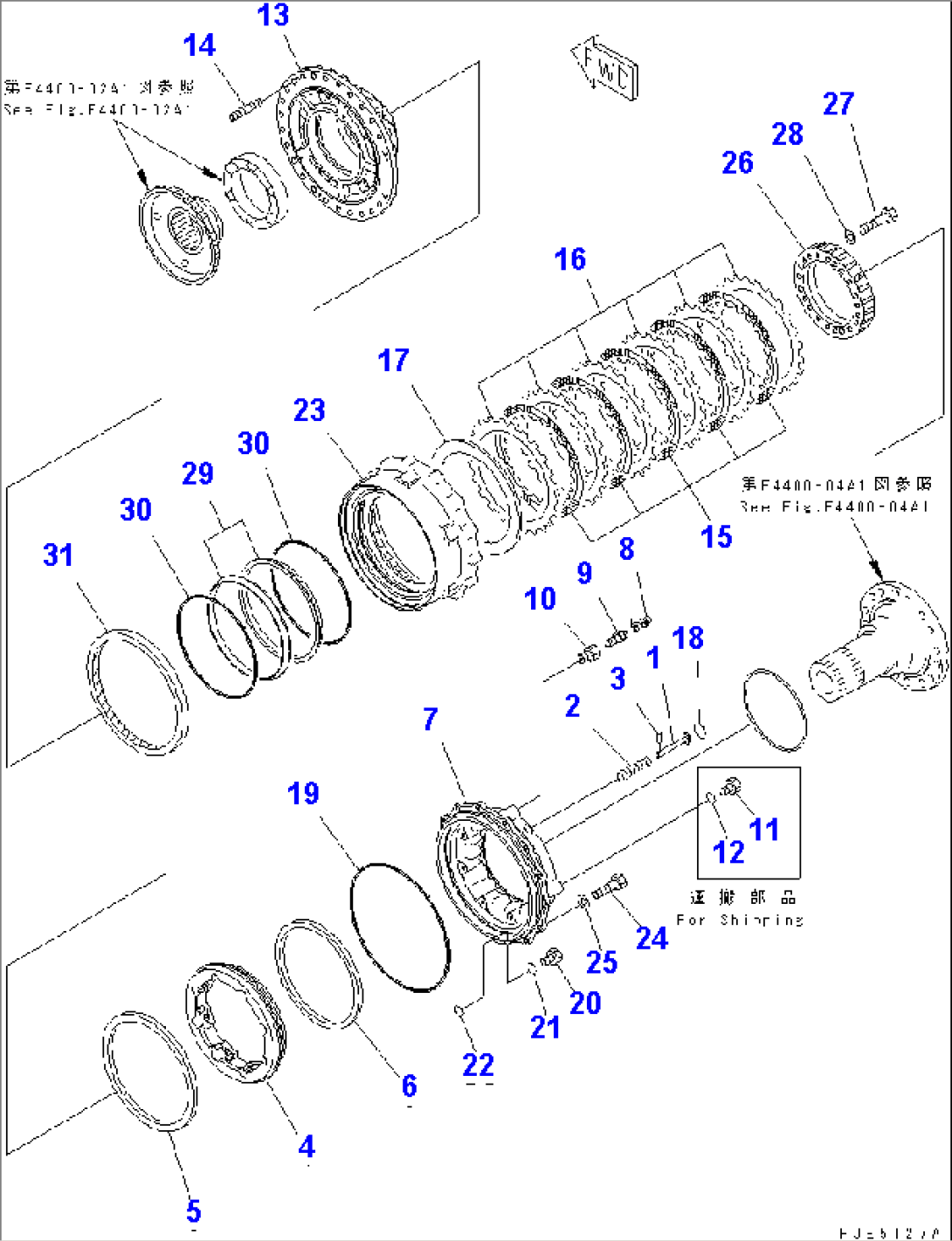 FRONT AXLE (FRONT WHEEL BRAKE) (WITH LIMITED SLIP DIFF.)