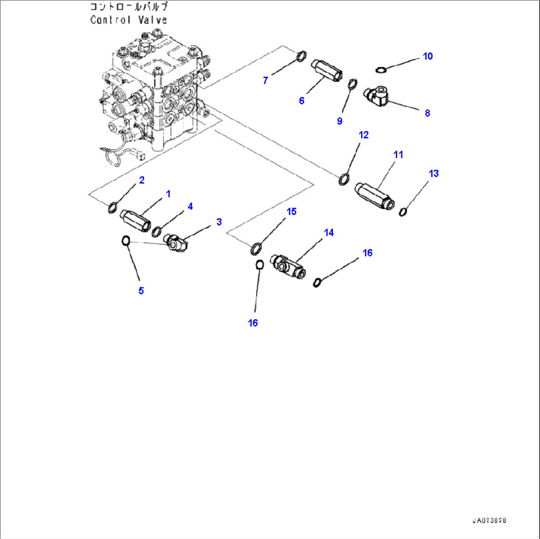 H0120-002011 2-SPOOL CONTROL VALVE (FOR STANDARD AND HIGH-LIFT) CONNECTING PARTS (2/3)