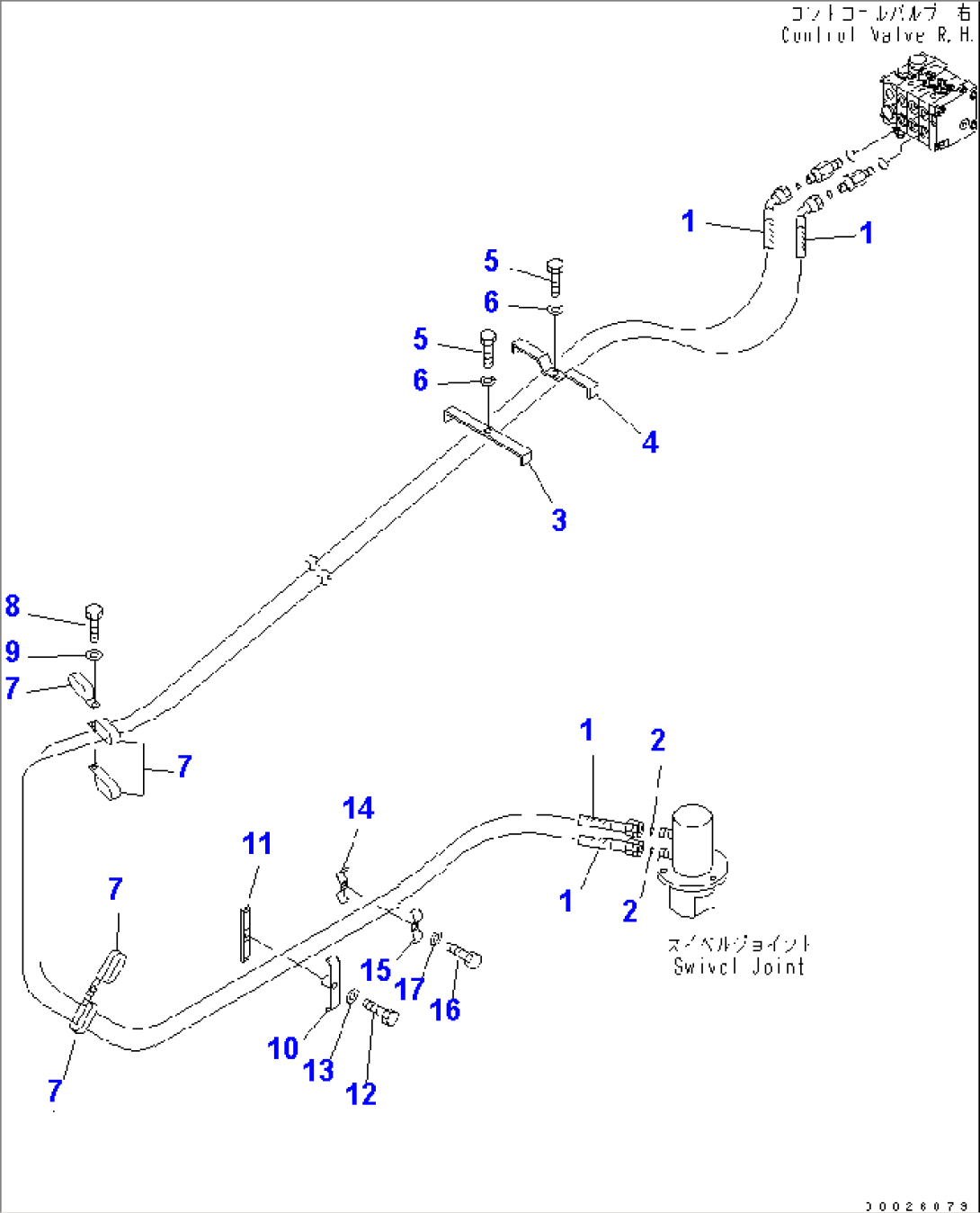 HYDRAULIC PIPING (BLADE SIDE SHIFT CYLINDER LINE) (1/2)(#6001-)