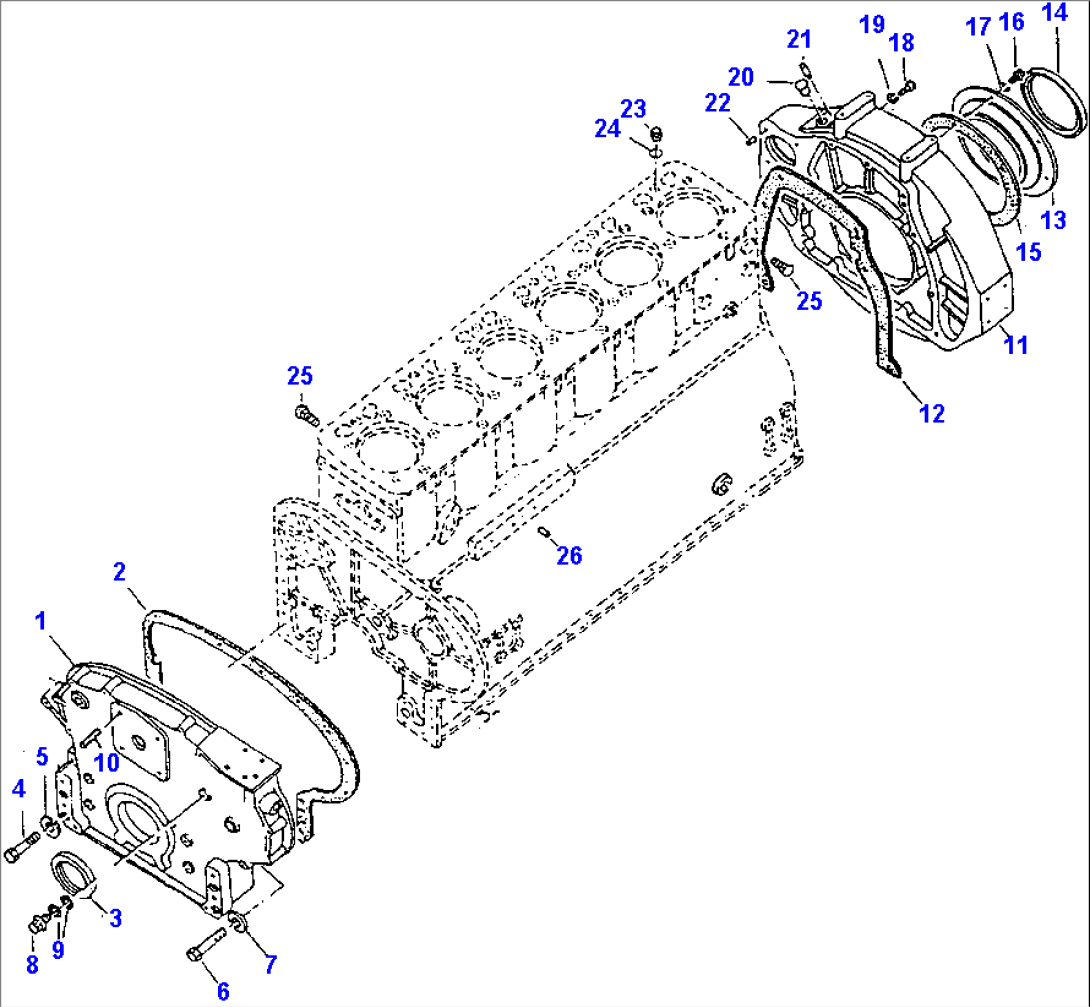 TIMING GEAR CASE AND FLYWHEEL HOUSING