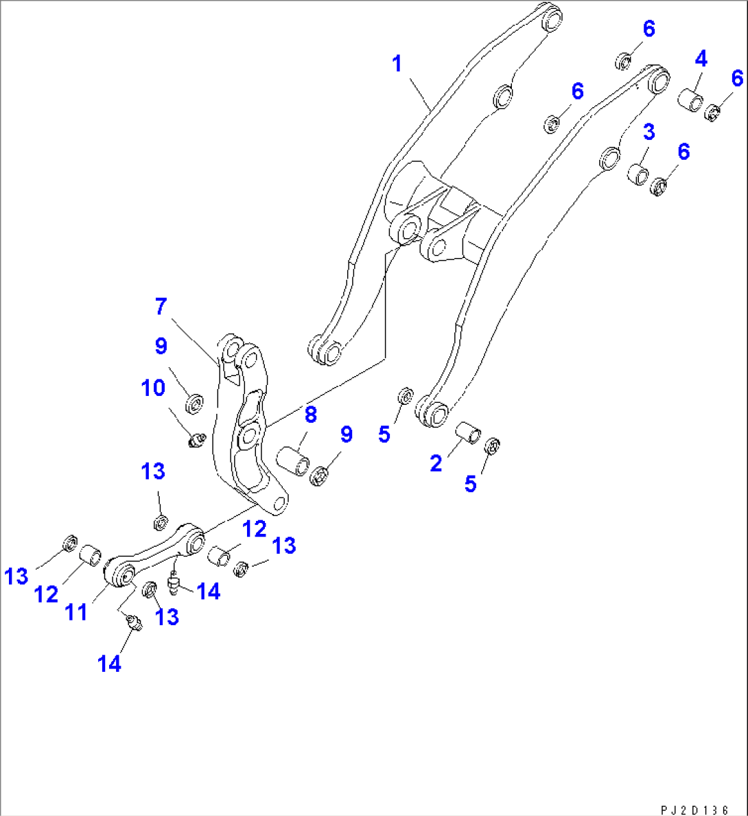 LIFT ARM AND BELLCRANK (WITH LOAD METER)(#54005-)