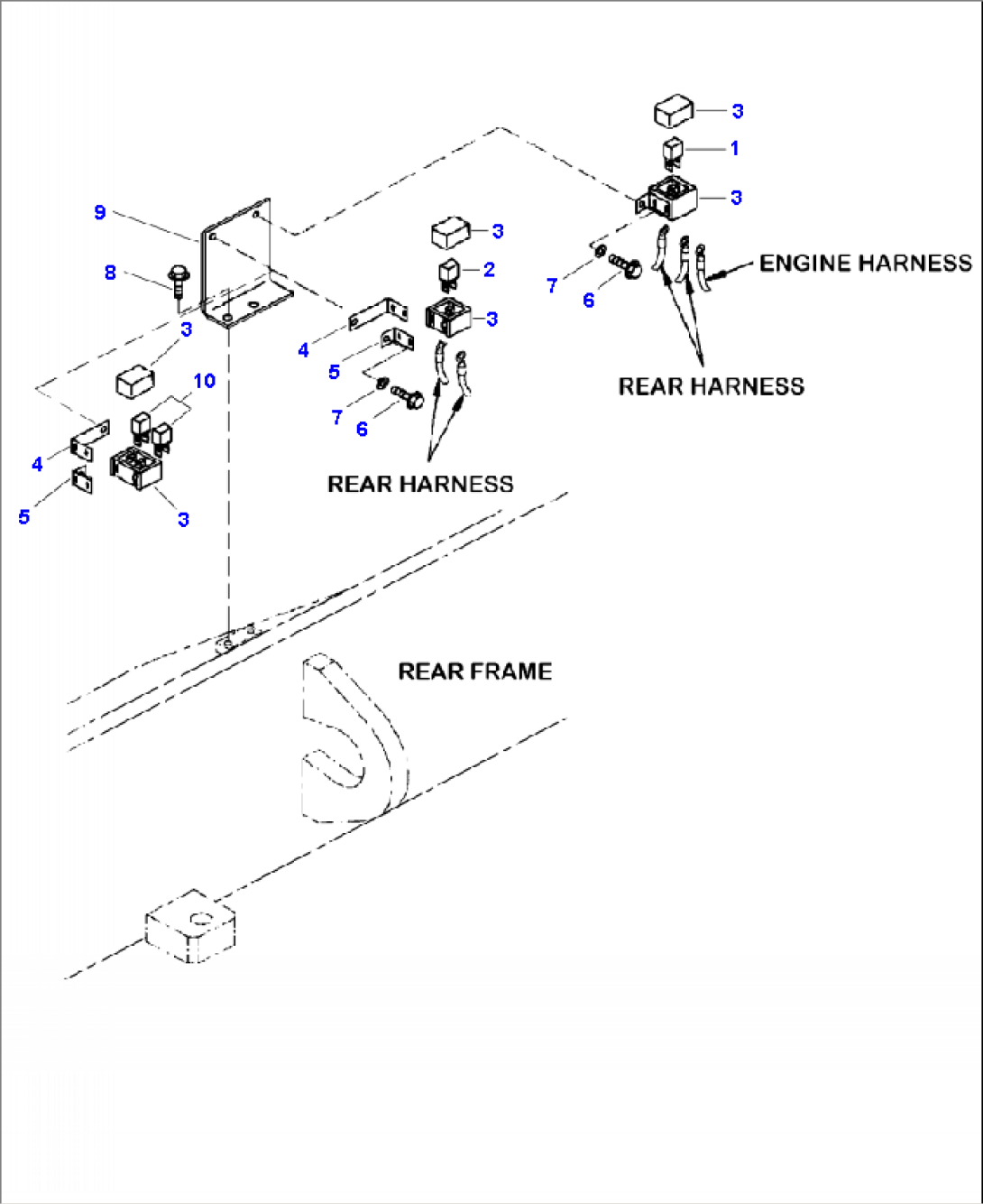 E0202-03A0 REAR HARNESS FUSE BOXES AND MOUNTING