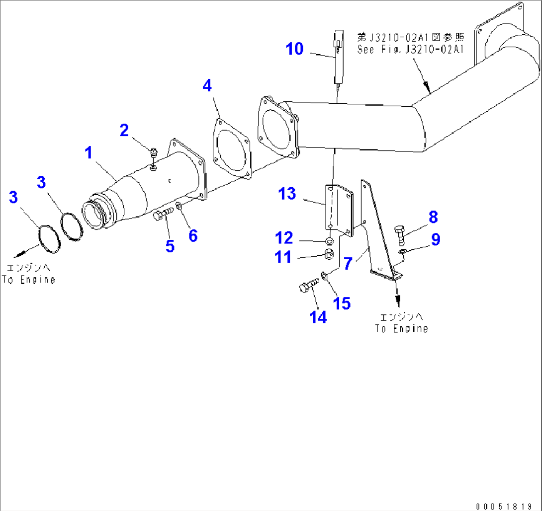 EXHAUST PIPING (WITH MUFFLER)(#11001-)
