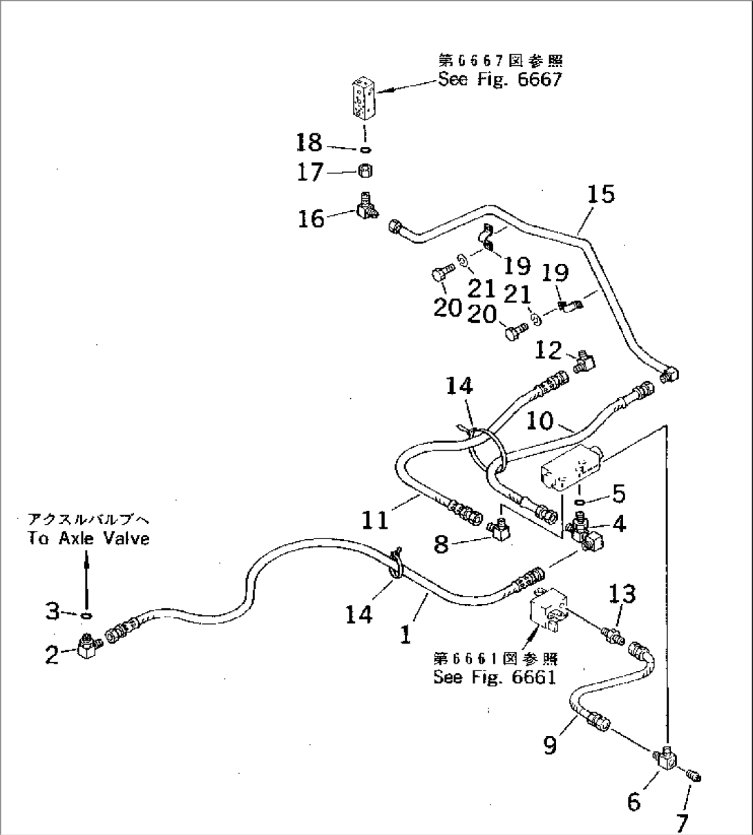 HYDRAULIC PIPING (FOR TRAVEL) (PEDAL TO/FROM CONTROL VALVE) (WITH OLSS) (ISO PATTERN)(#3182-)