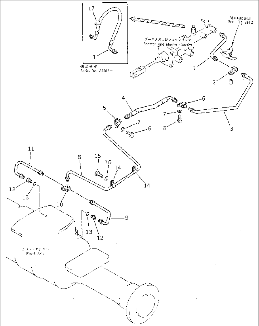 BRAKE OIL PIPING (2/3) (WITH BOOSTER) (FRONT BRAKE LINE)