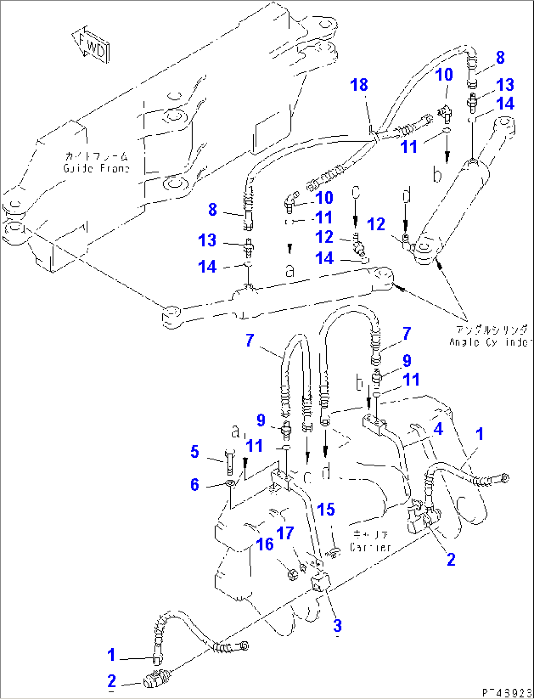 SIDE SHIFT¤ PITCH AND ANGLE SNOW PLOW (WITH SHOCK CANCEL BLADE) (3/4) (ANGLE CYLINDER LINE)(#60001-)