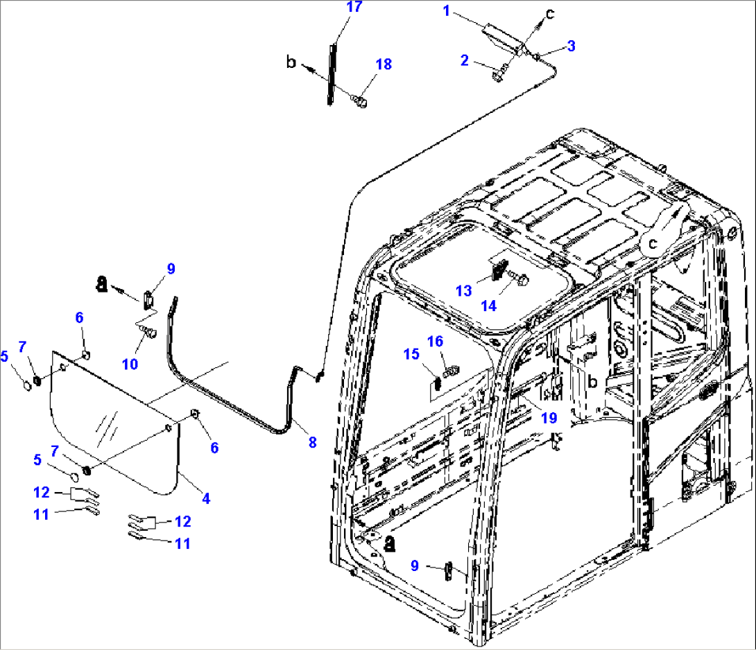 Cab, EOPS Cab, Vandalism Protection, With KOMTRAX, Without Master Key, Front Lower Window