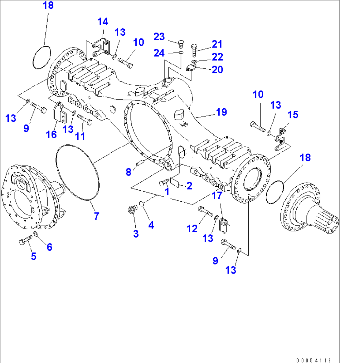 CENTER AXLE (HOUSING AND RELATED PARTS) (FOR LIMITED SLIP DIFFERENTIAL)(#2001-)