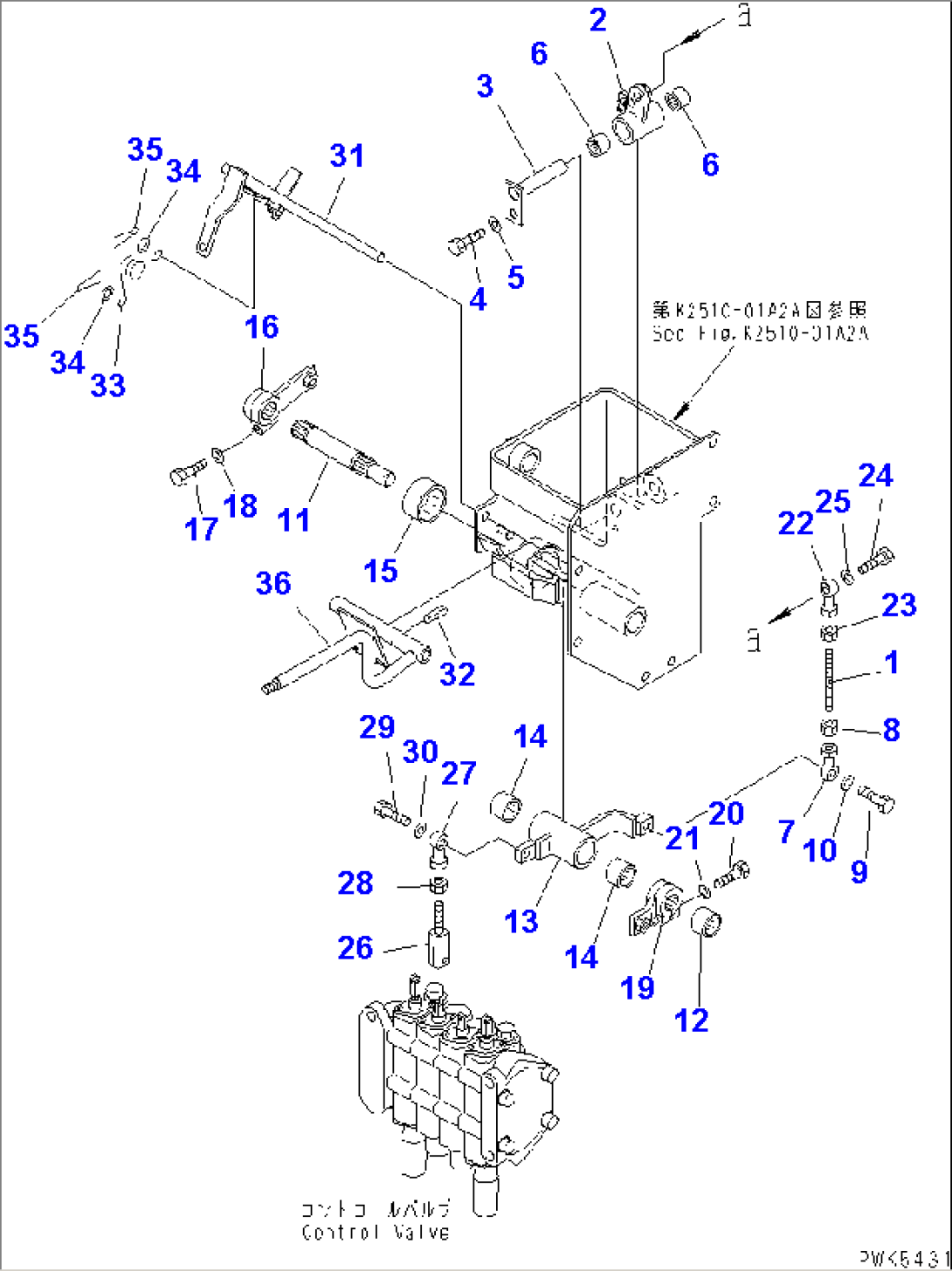 WORK EQUIPMENT CONTROL (LEVER¤ 3/3) (FOR PAT DOZER) (WITH ATTACHMENT LEVER)(#80199-)