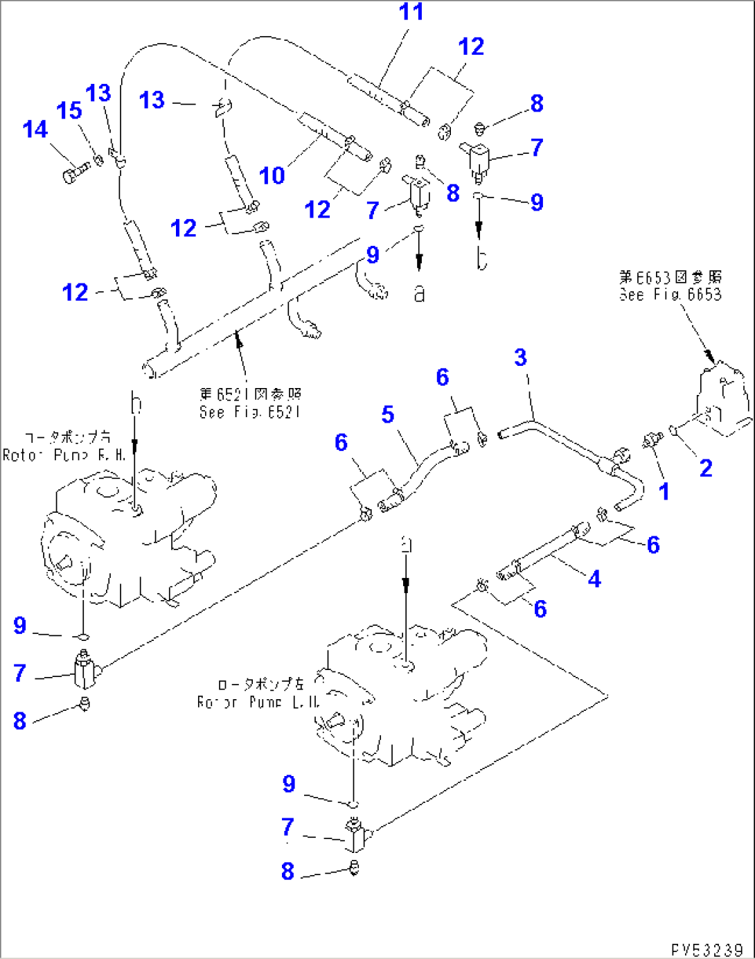 HYDRAULIC PIPING (ROTOR REVOLUTION LINE) (4/5) (RETURN LLNE)