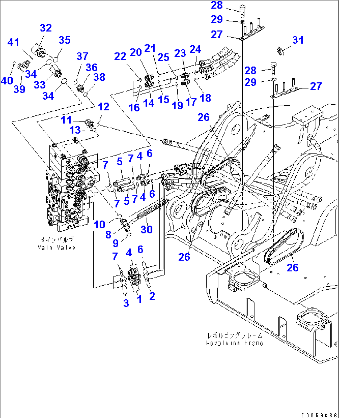 ARM AND BUCKET LINE (1/3) (FOR 1-ATTACHMENT)(#20001-)