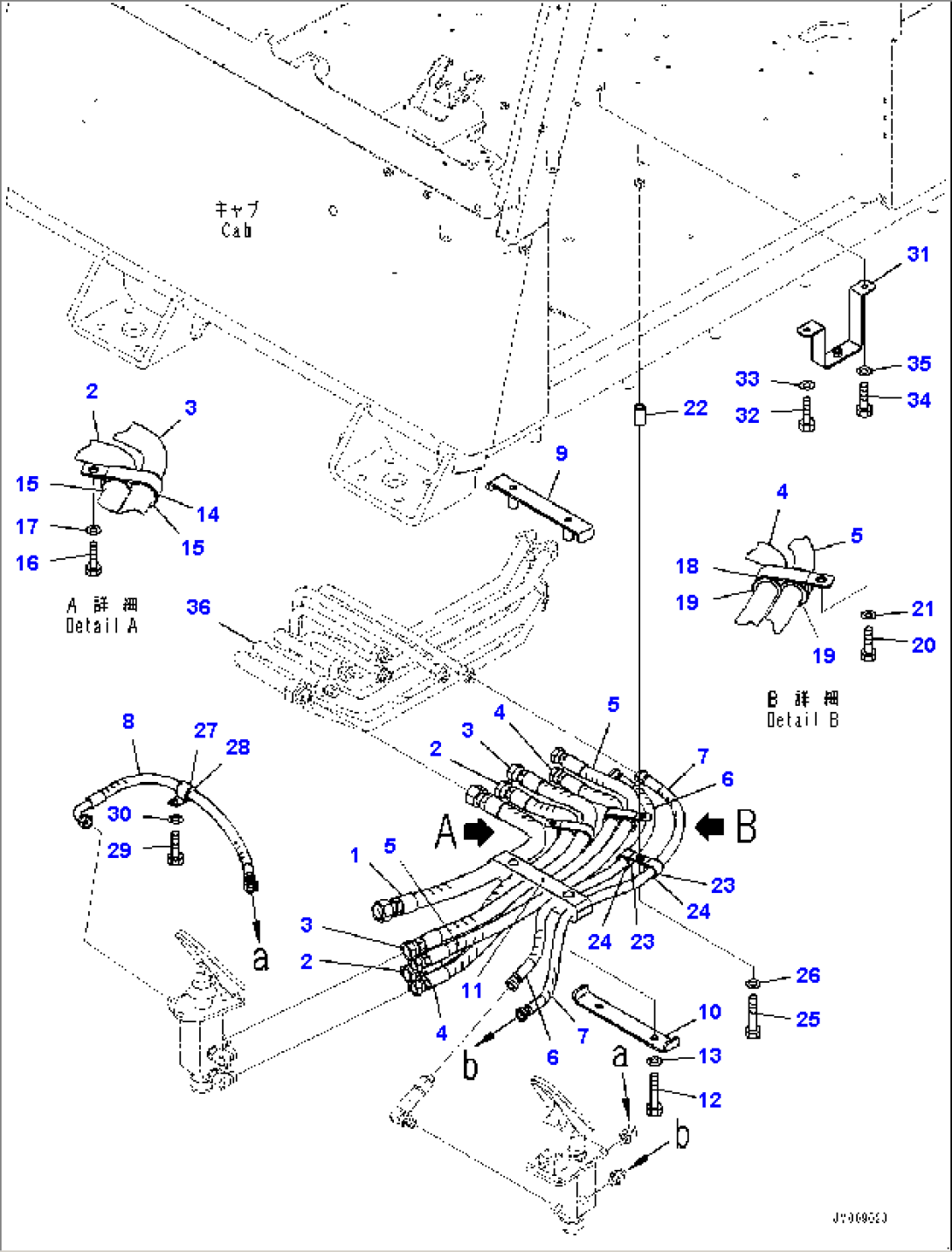 Cab, Brake Piping (#50001-)