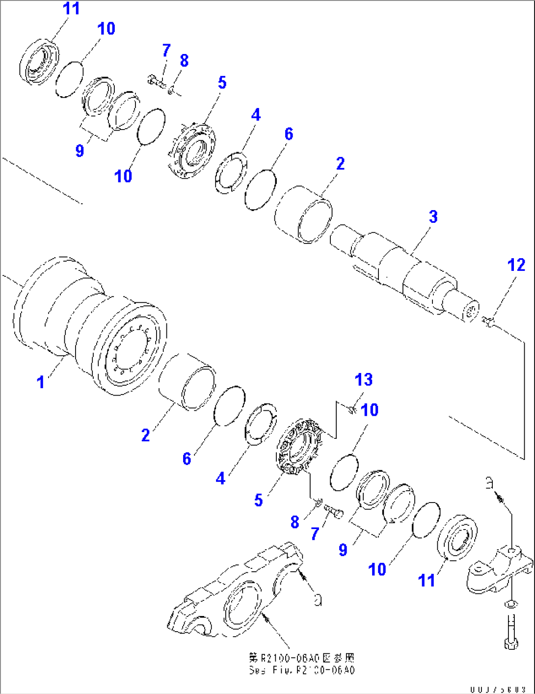 TRACK ROLLER (SINGLE) (L.H.) (FOR COLD WEATHER (A) SPEC.) (LABYRINTH RING)(#18001-19554)