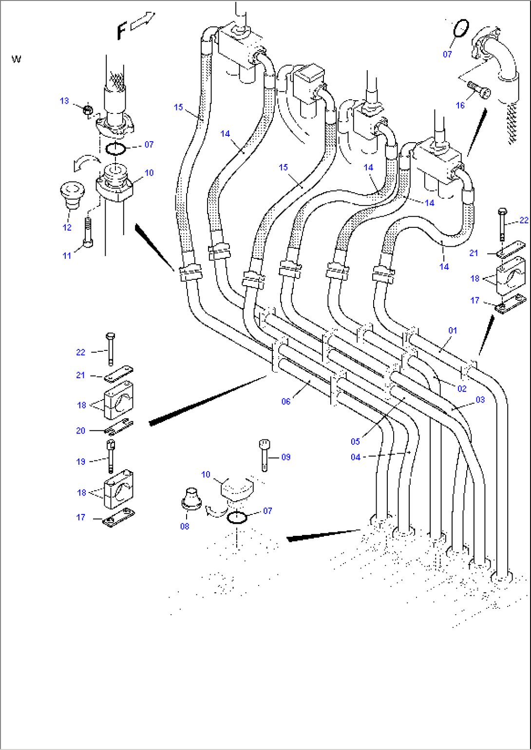 Pressure Lines, non-return valves - H.P.-filter