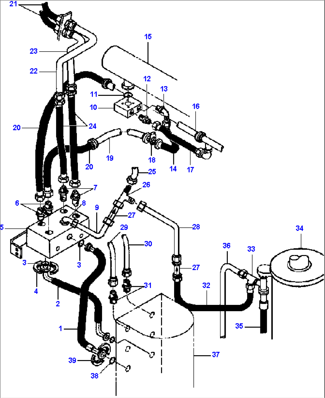 FIG. H0270-01A0 VALVE INSTALLATION - FLOW DIVIDER - 150FA AUXILIARY HOIST WITH FOUR-SECTION POWER BOOM