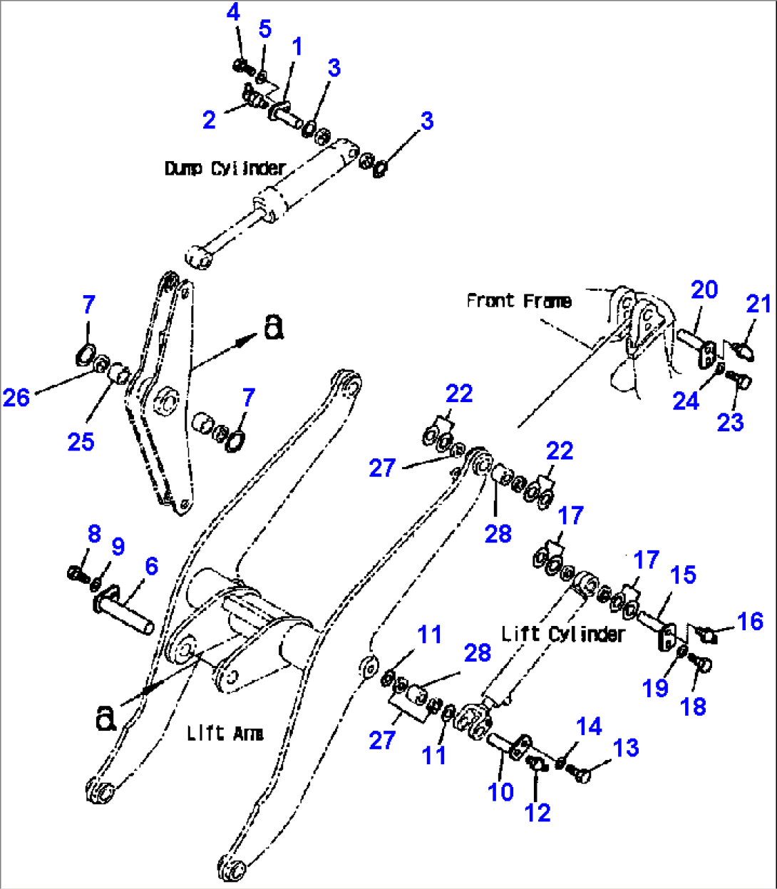 FIG. T4110-02A0 LIFT ARM AND BELLCRANK - MOUNTING PARTS - STANDARD ASSEMBLY