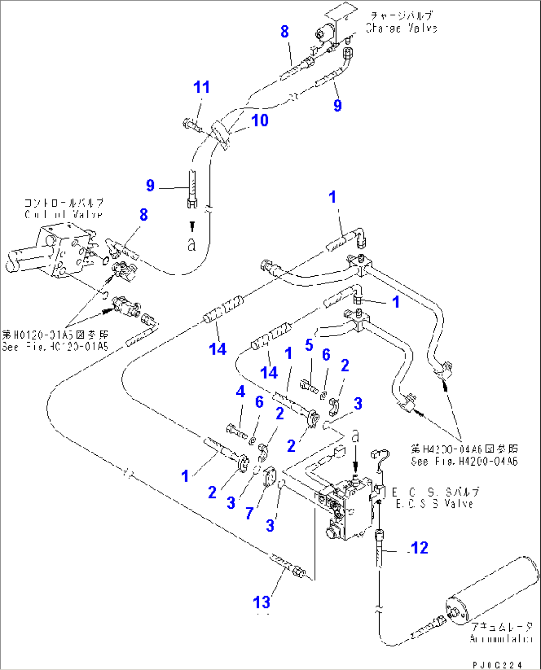 HYDRAULIC PIPING (E.C.S.S. LINE) (2/2) (WITH E.C.S.S.)(#64129-)