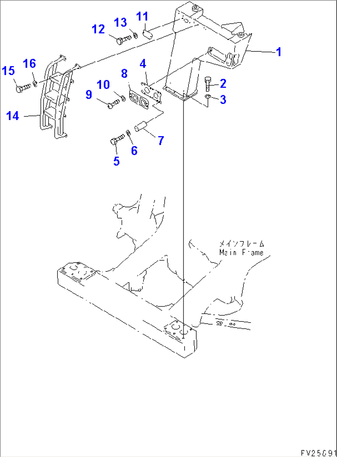 FRONT SUPPORT (1/9) (SUPPORT L.H.) (INCLINED LADDER)