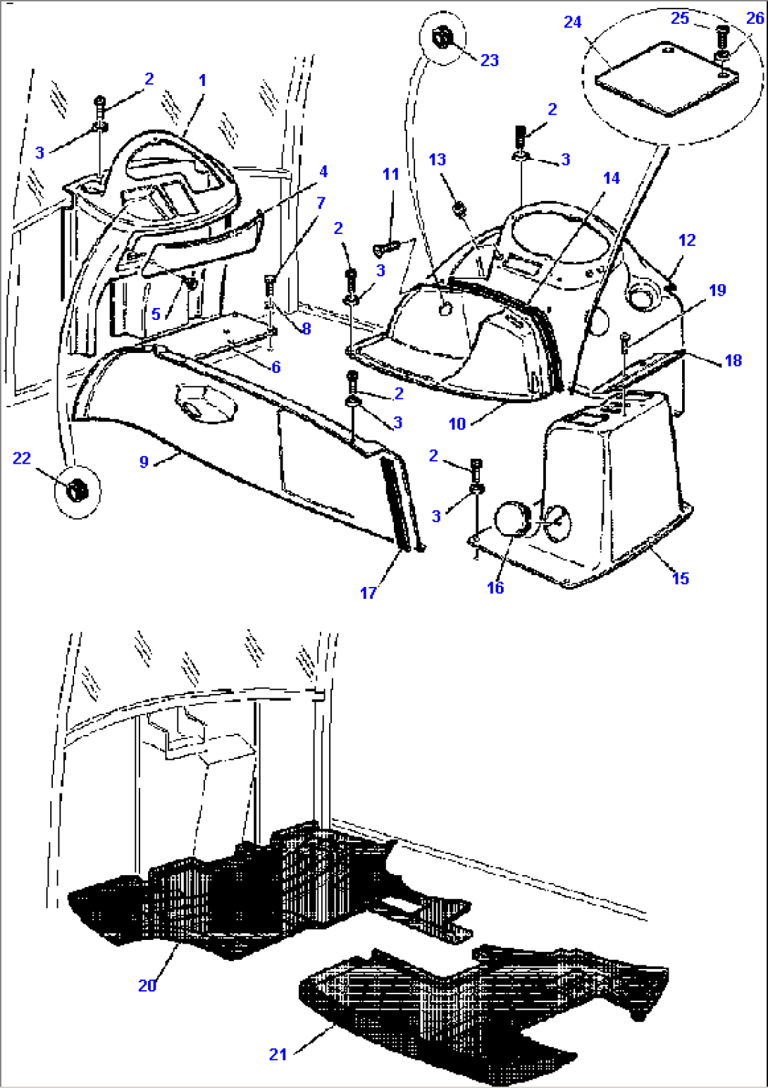 FIG. K5100-01A0 DASHBOARD AND FLOOR MAT - CAB