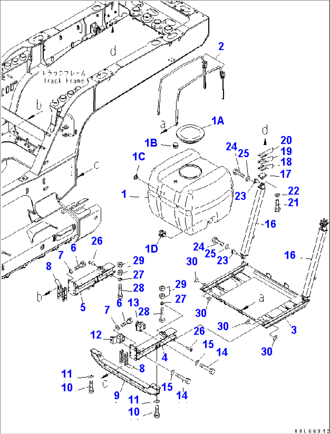 WATER TANK AND PUMP (TANK AND BRACKET)(#1001-)