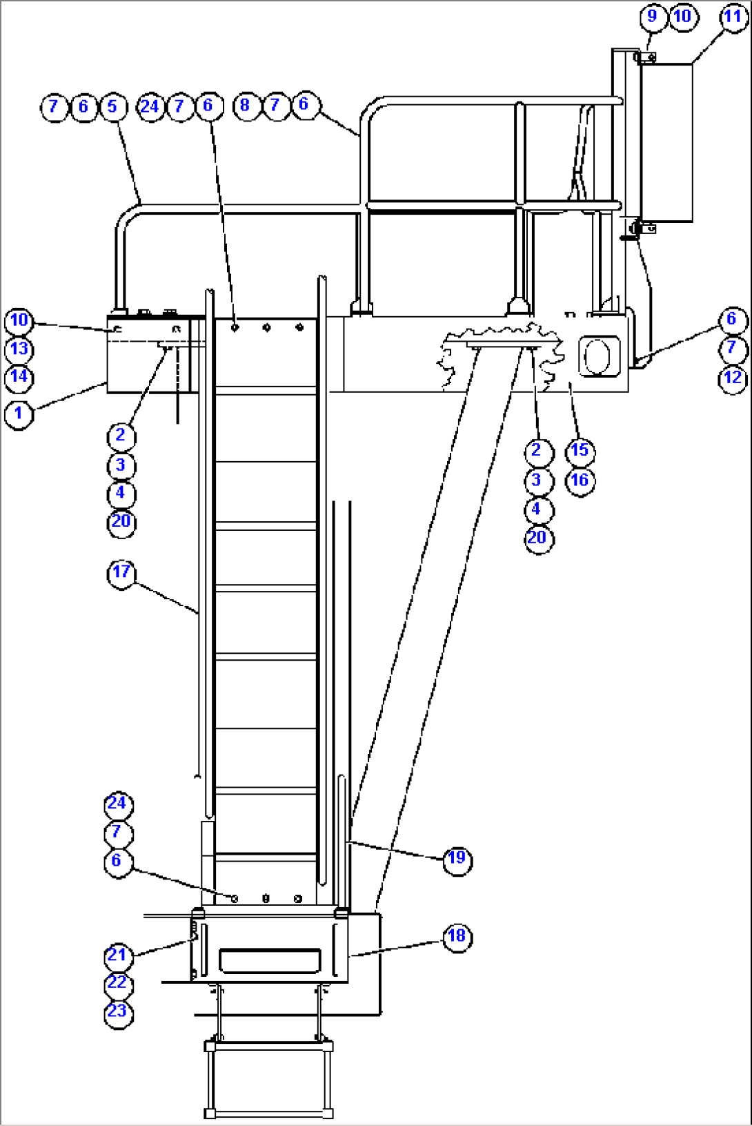 LEFT DECK, HANDRAILS & LADDER