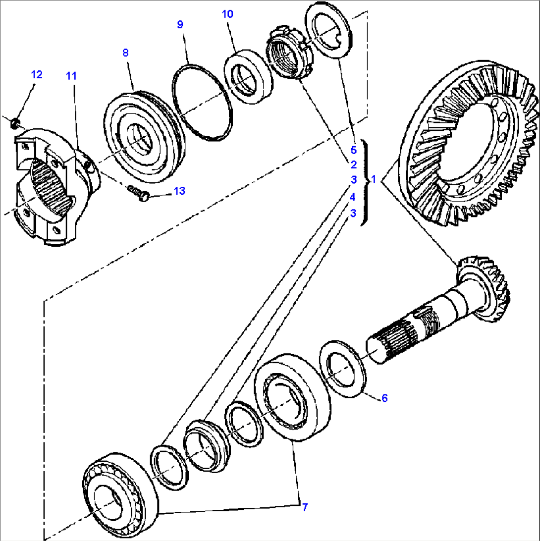 FIG. F3410-01A0 FRONT AXLE (4WD) - BEVEL GEAR AND PINION