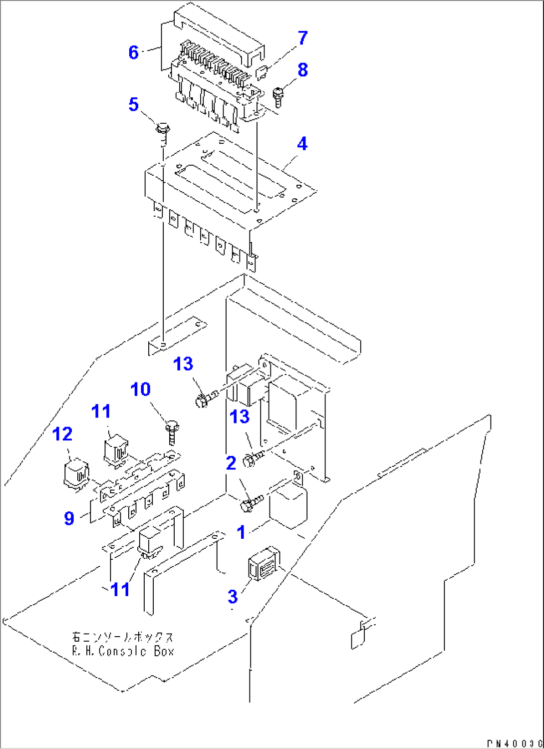 ELECTRICAL SYSTEM (R.H. CONSOLE BOX LINE) (WITH 2-PERSONS CAB)(#50001-)